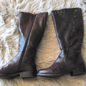 Brown knee high leather boot